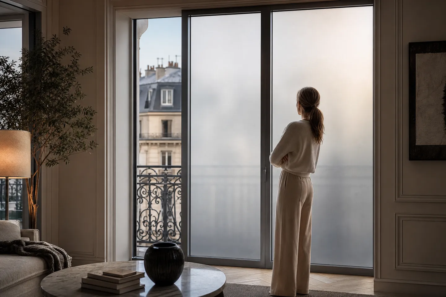 Dépoli gris Adhésif Effet Sablé anti regards