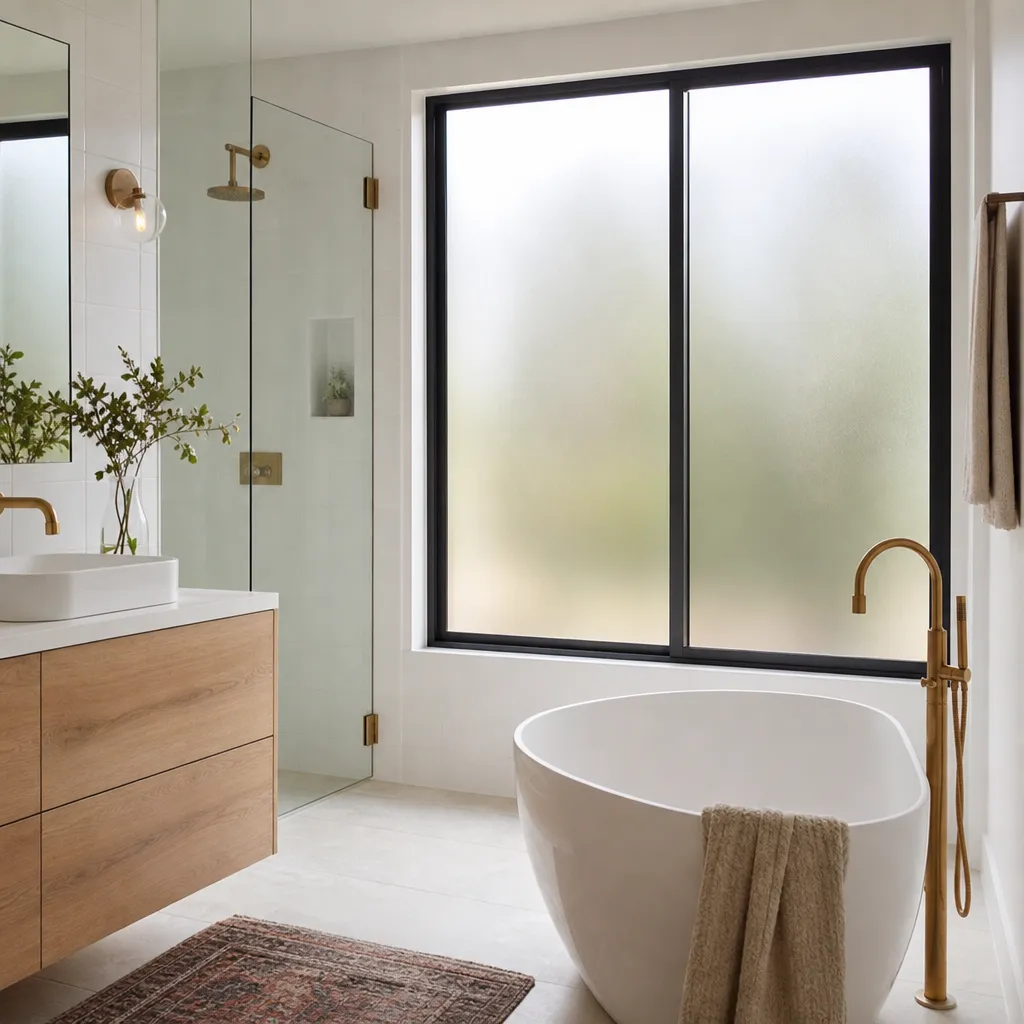 Salle de bain baignée de lumière, à l'abri des regards