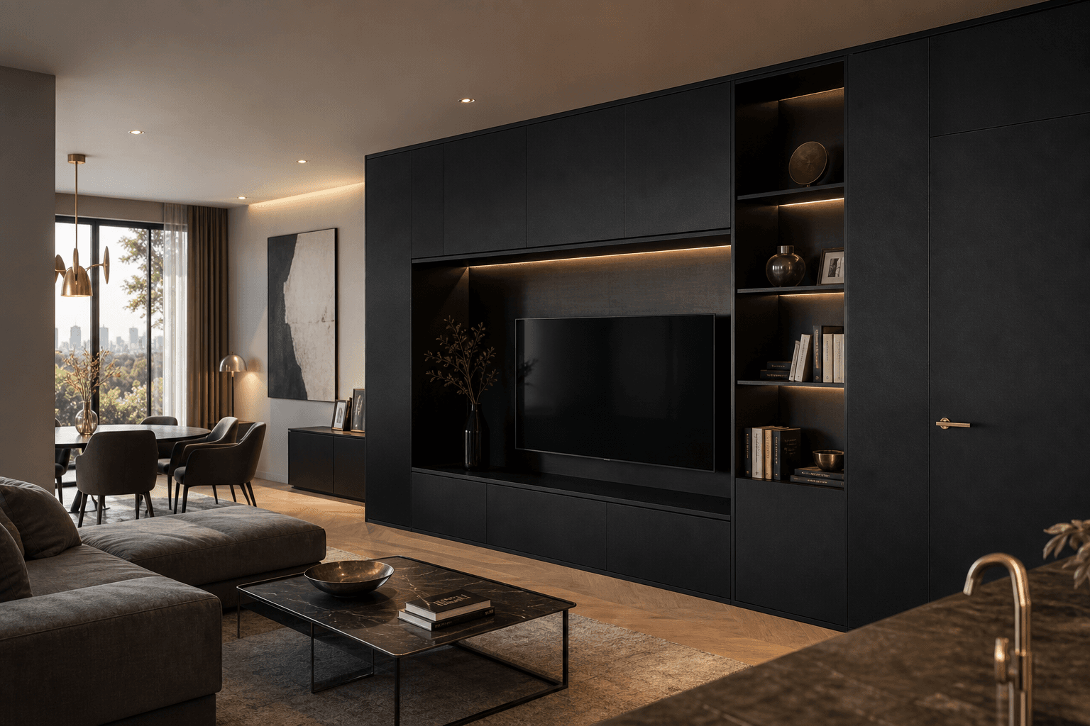 Revêtement Adhésif Noir Mat Texturé pour Mobilier et Murs