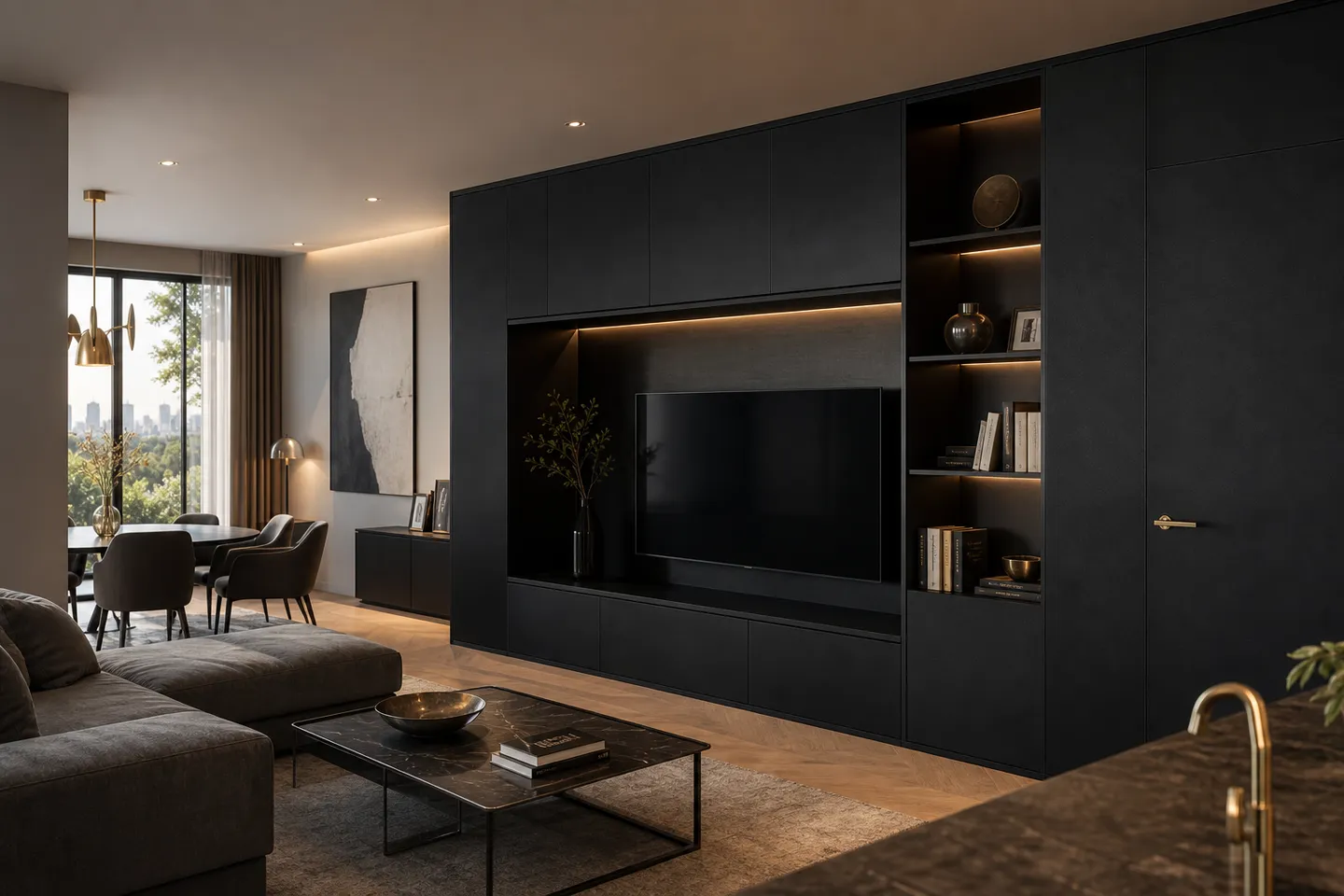 Revêtement Adhésif Noir Mat Texturé pour Mobilier et Murs