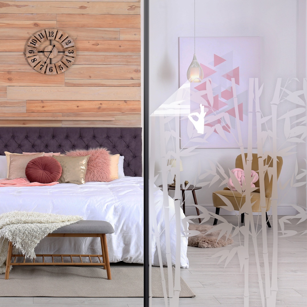 Film adhésif décoratif pour vitrage bambous