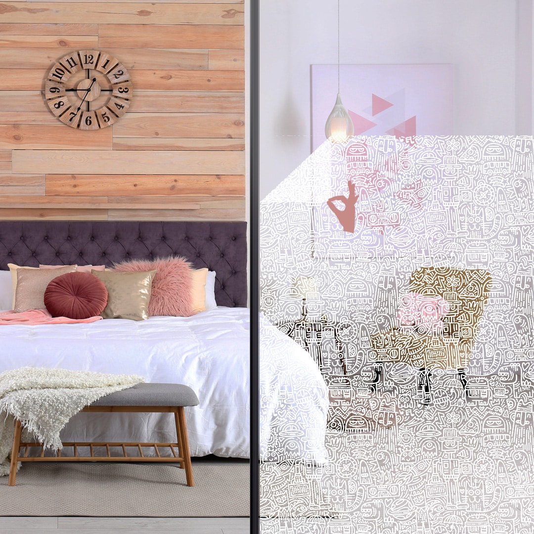 Film vitre adhésif décoratif dessins d'enfant