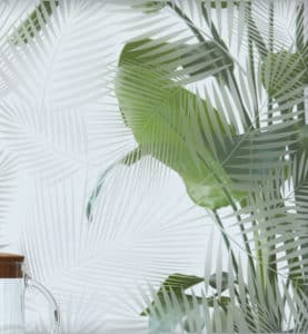 film adhésif décoratif pour vitrage feuilles de palmier