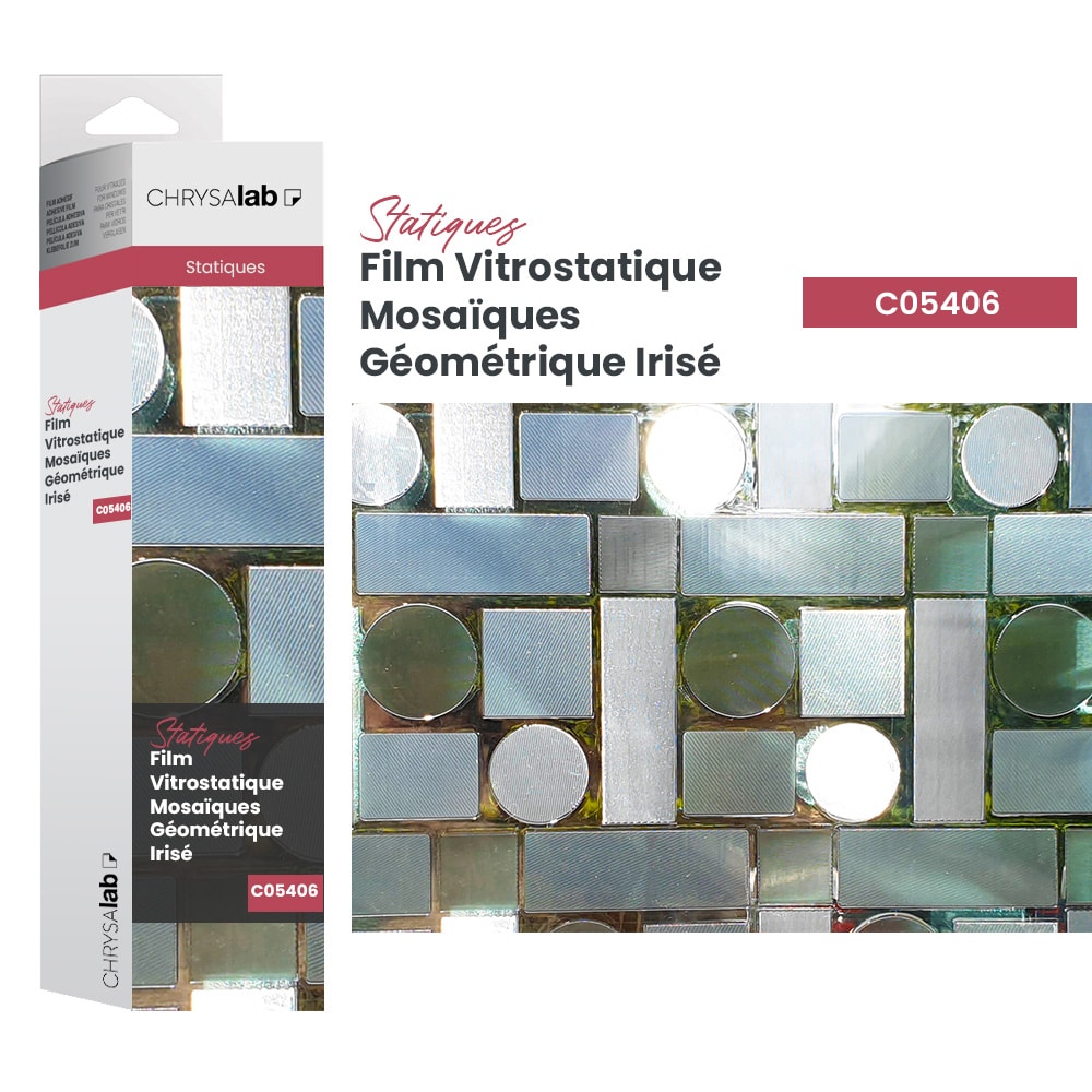 Film vitrostatique mosaïques géométrique irisée