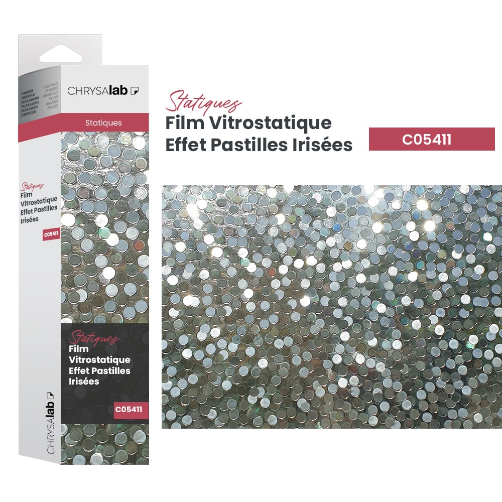 Film vitrostatique effet pastilles irisées