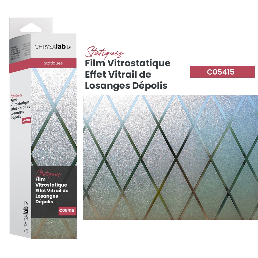 Film vitrostatique effet vitrail de losanges dépolis