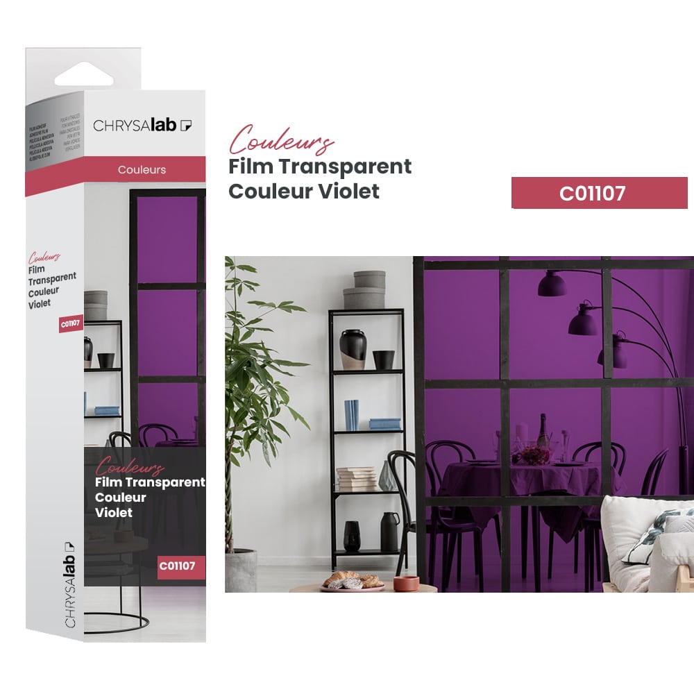 Film adhésif pour vitrage transparent couleur violet