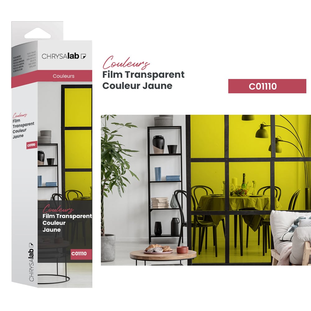 Film adhésif pour vitrage transparent couleur jaune