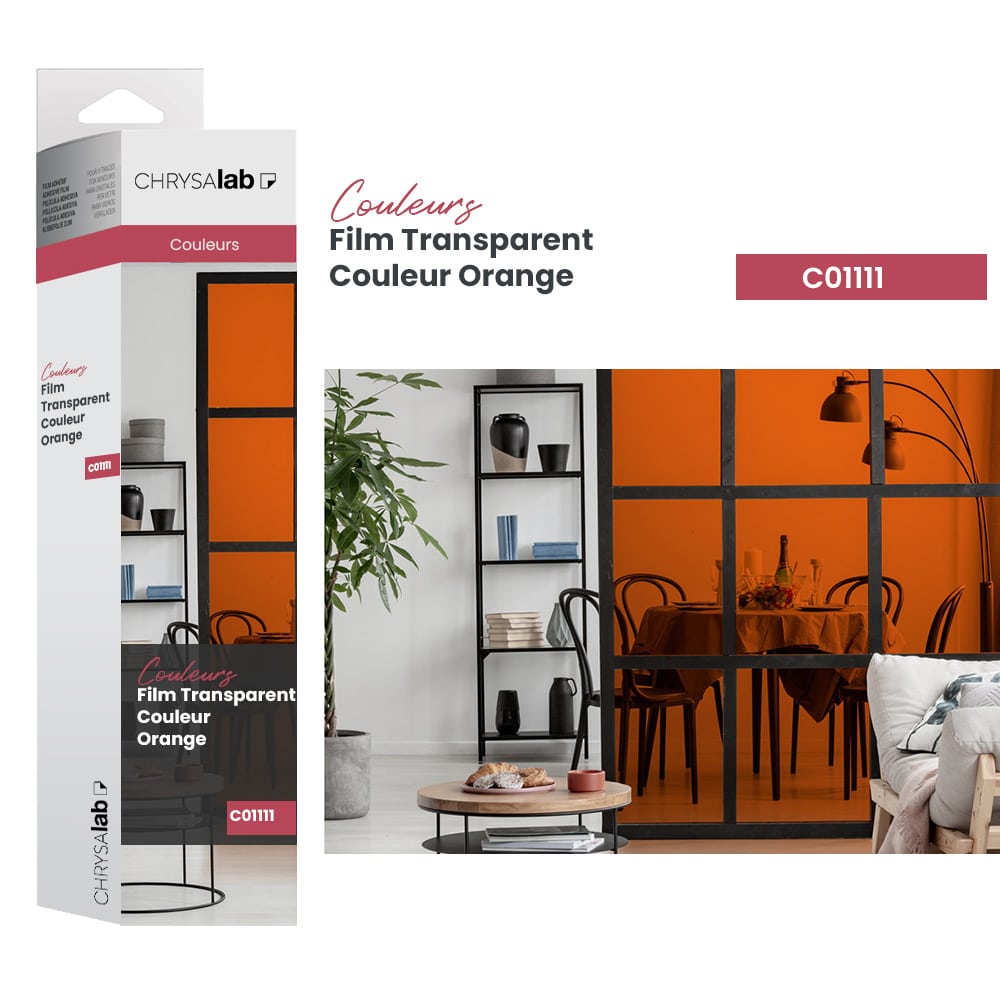 Film adhésif pour vitrage transparent couleur orange