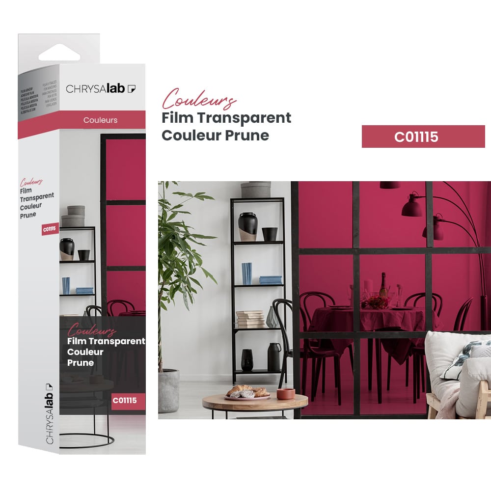 Film adhésif pour vitrage transparent couleur prune