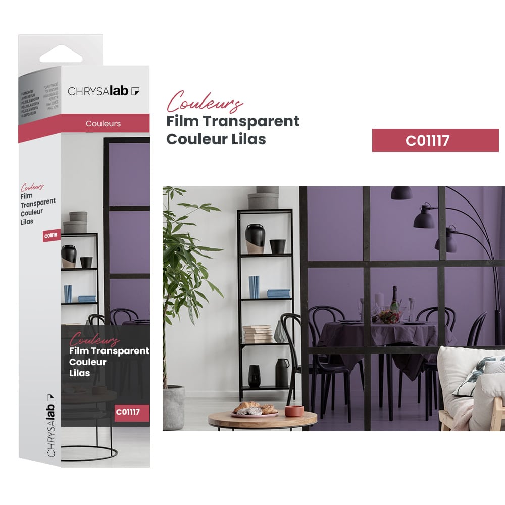 Film adhésif pour vitrage transparent couleur lilas