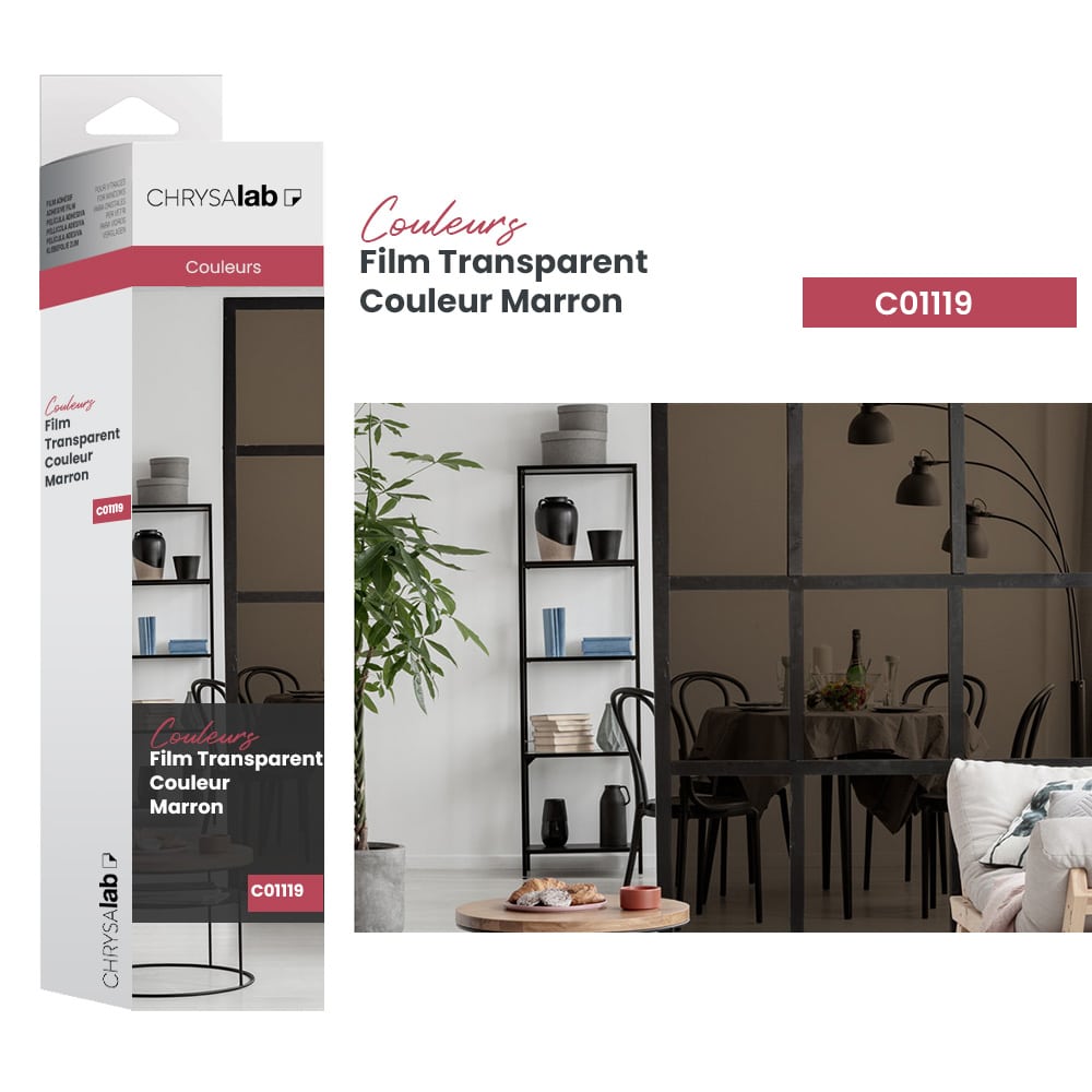Film adhésif pour vitrage transparent couleur marron
