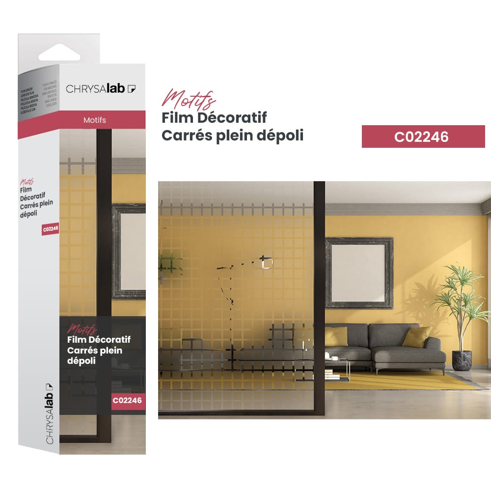 Film adhésif décoratif pour vitrage carrés pleins dépolis