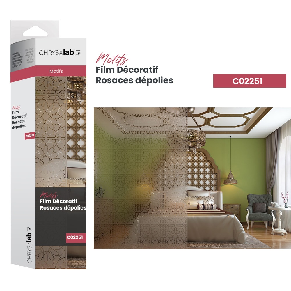 Film adhésif décoratif pour vitrage rosaces dépolies