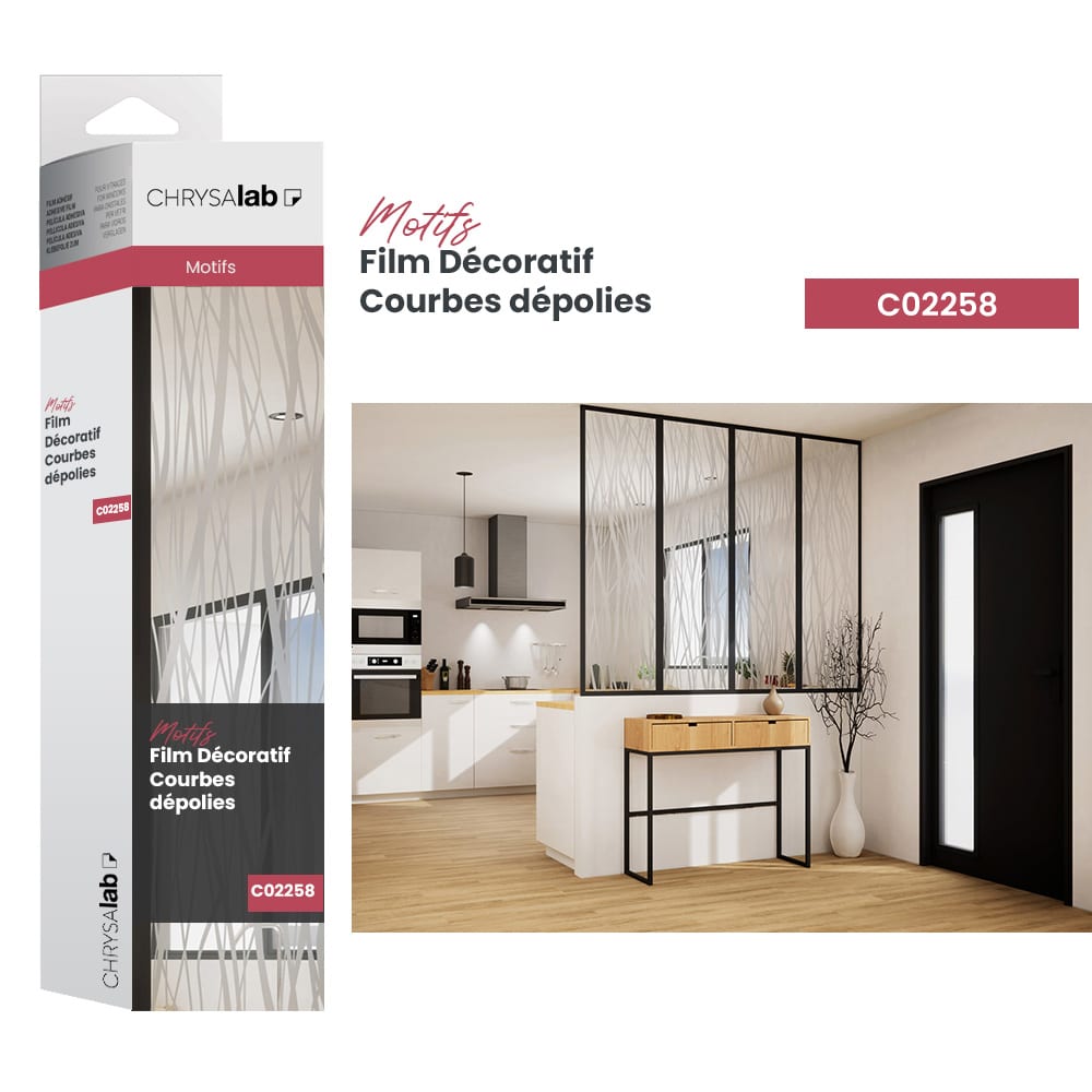 Film adhésif décoratif pour vitrage courbes dépolies