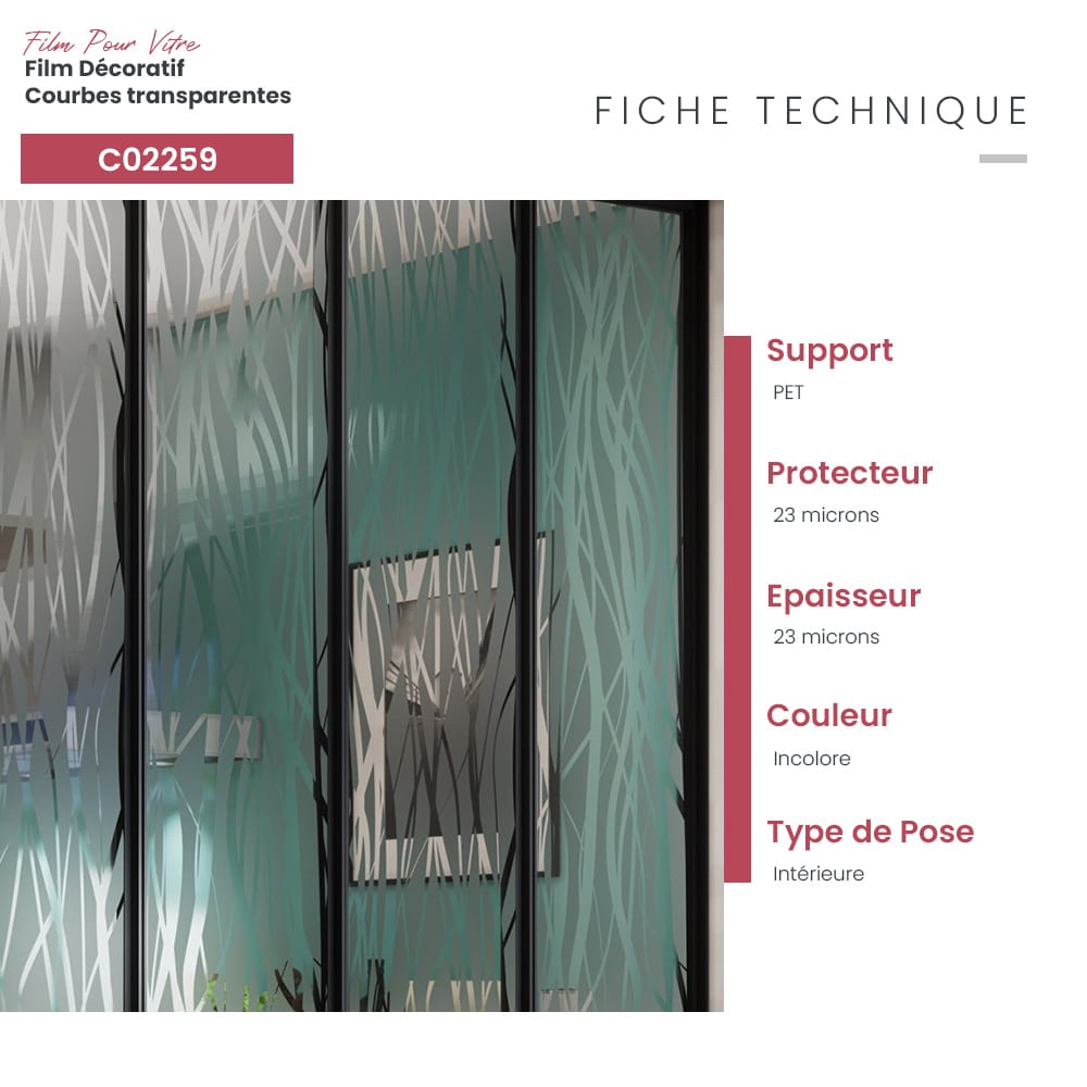 Film décoratif courbes transparentes