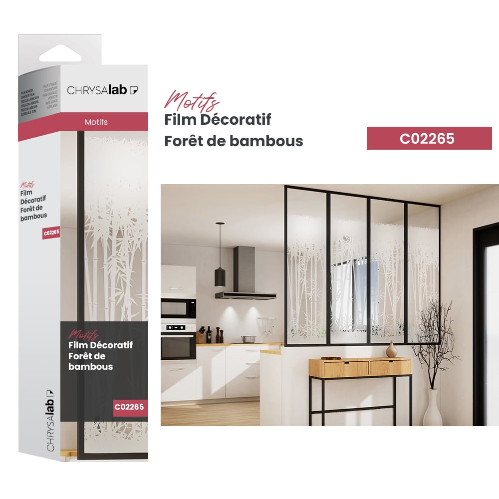 Film adhésif décoratif pour vitrage forêt de bambous