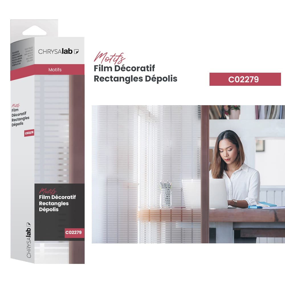 Film adhésif décoratif pour vitrage rectangles dépolis