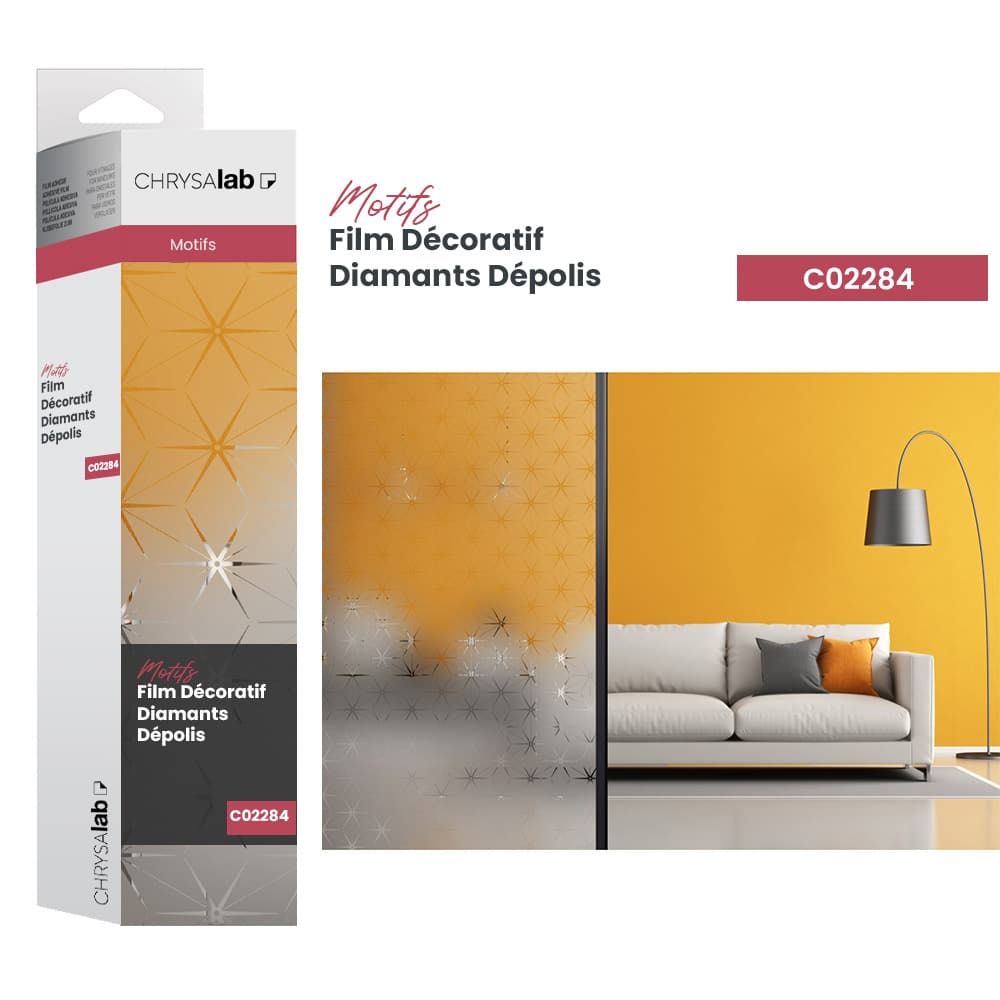 Film adhésif décoratif pour vitrage diamants dépolis
