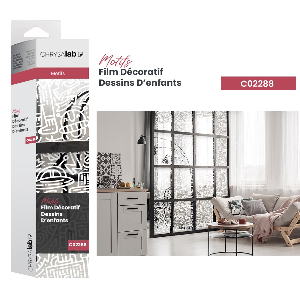 Film vitre adhésif décoratif dessins d'enfant
