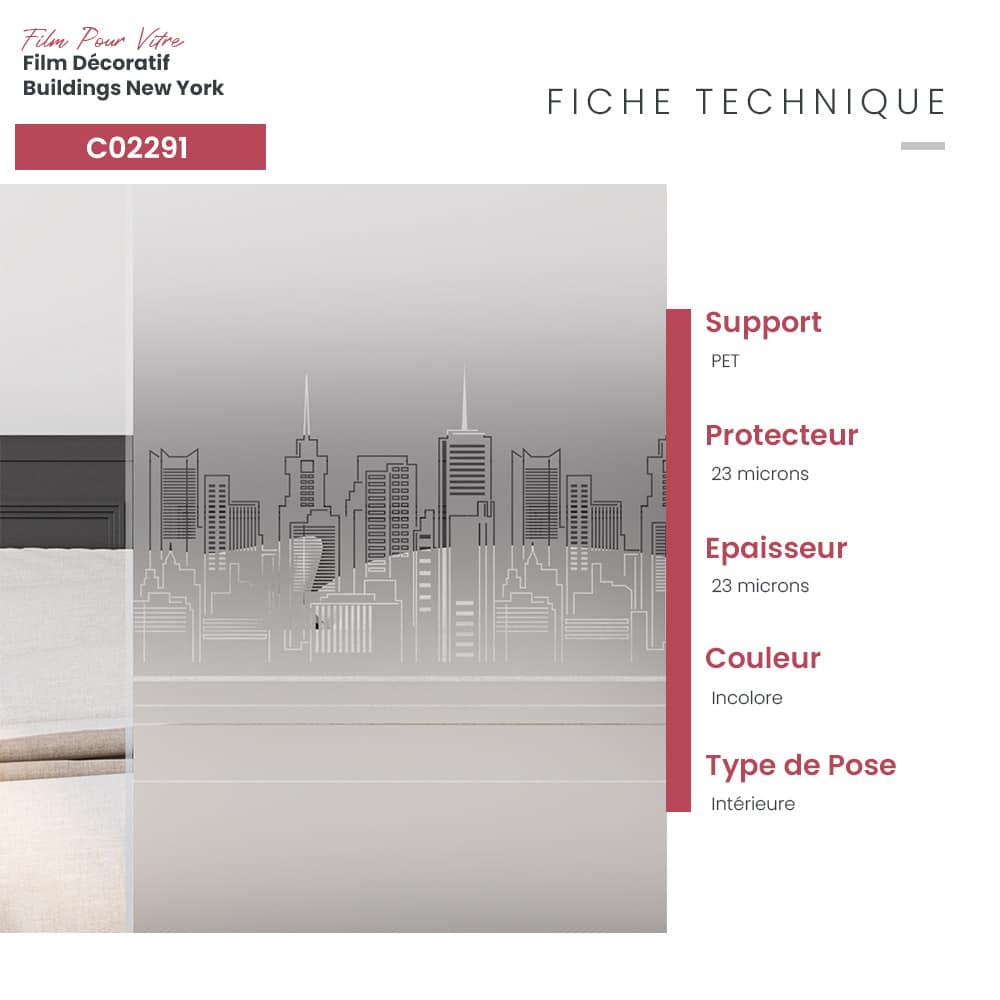 Film adhésif décoratif pour vitrage buildings New York