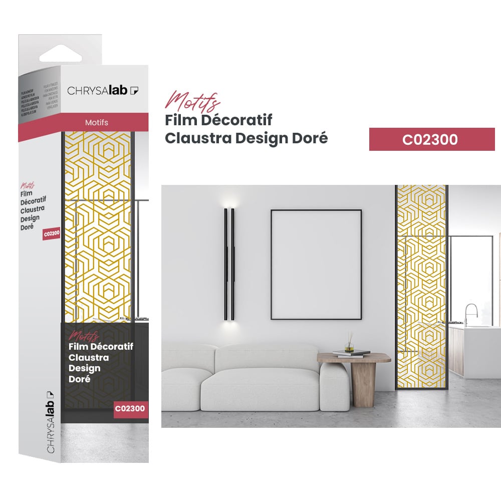 Film décoratif claustra design doré