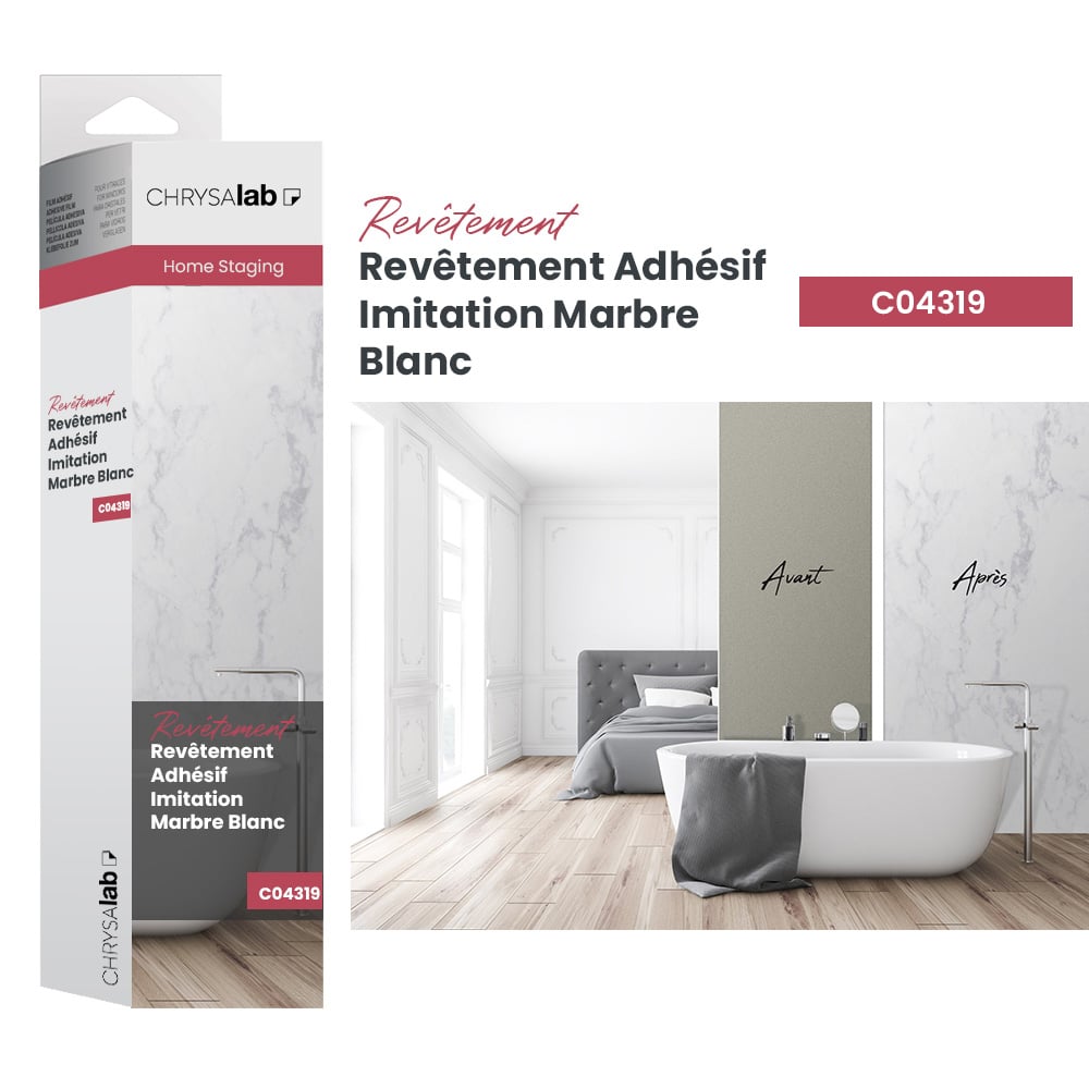 Revêtement adhésif imitation marbre blanc