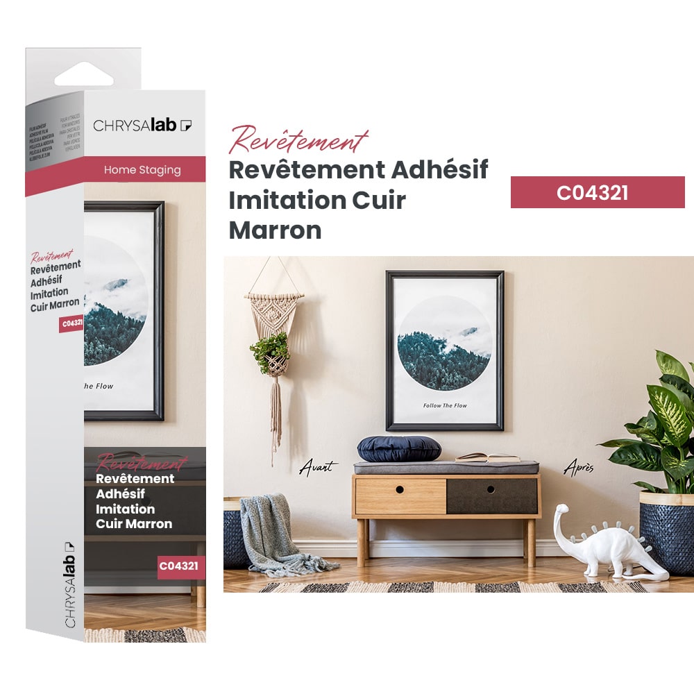 Revêtement adhésif imitation cuir marron