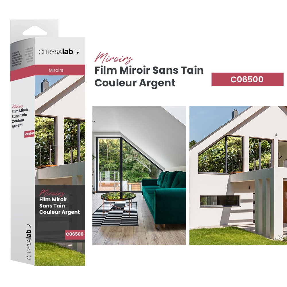 Film adhésif miroir sans tain couleur argent