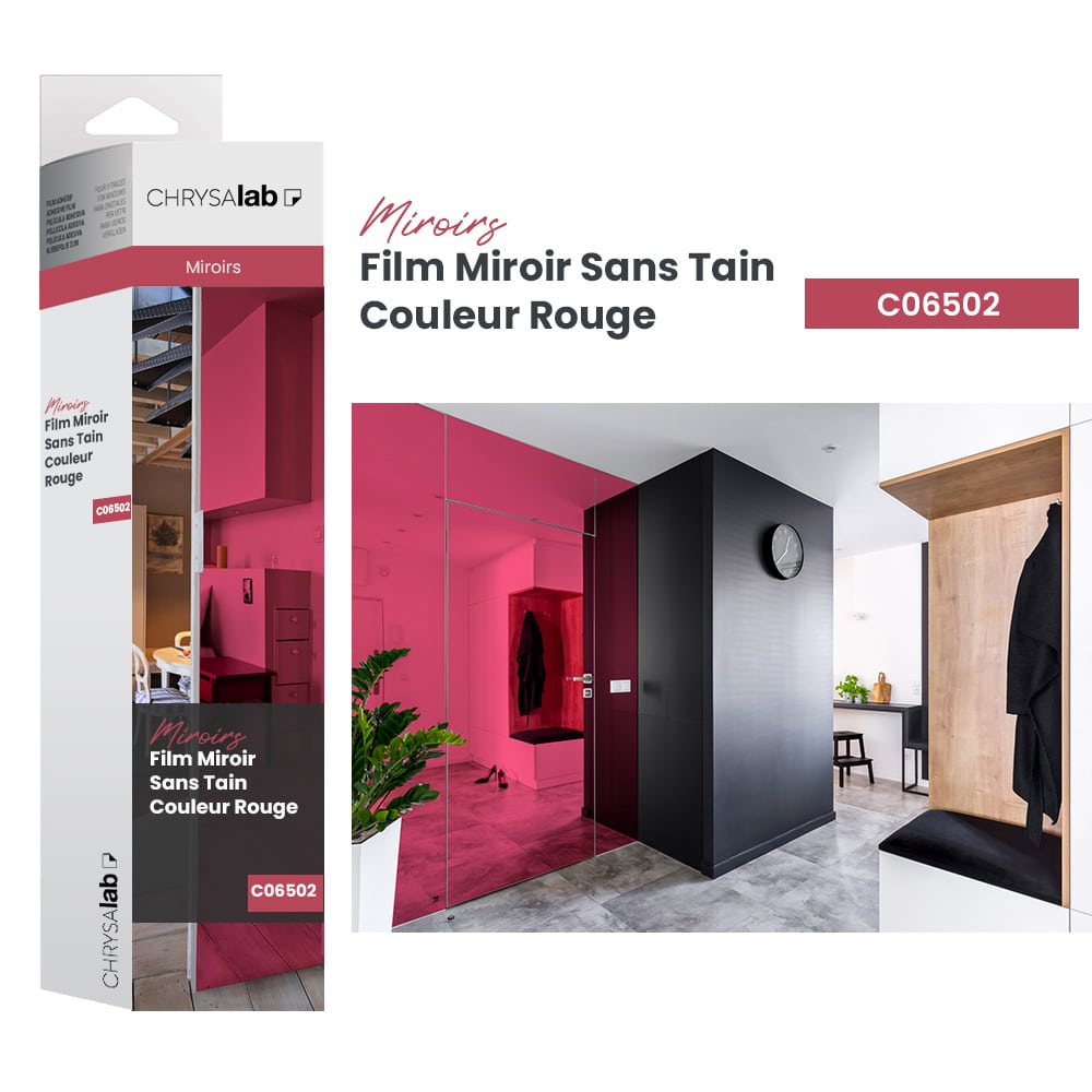 Film adhésif miroir sans tain couleur rouge