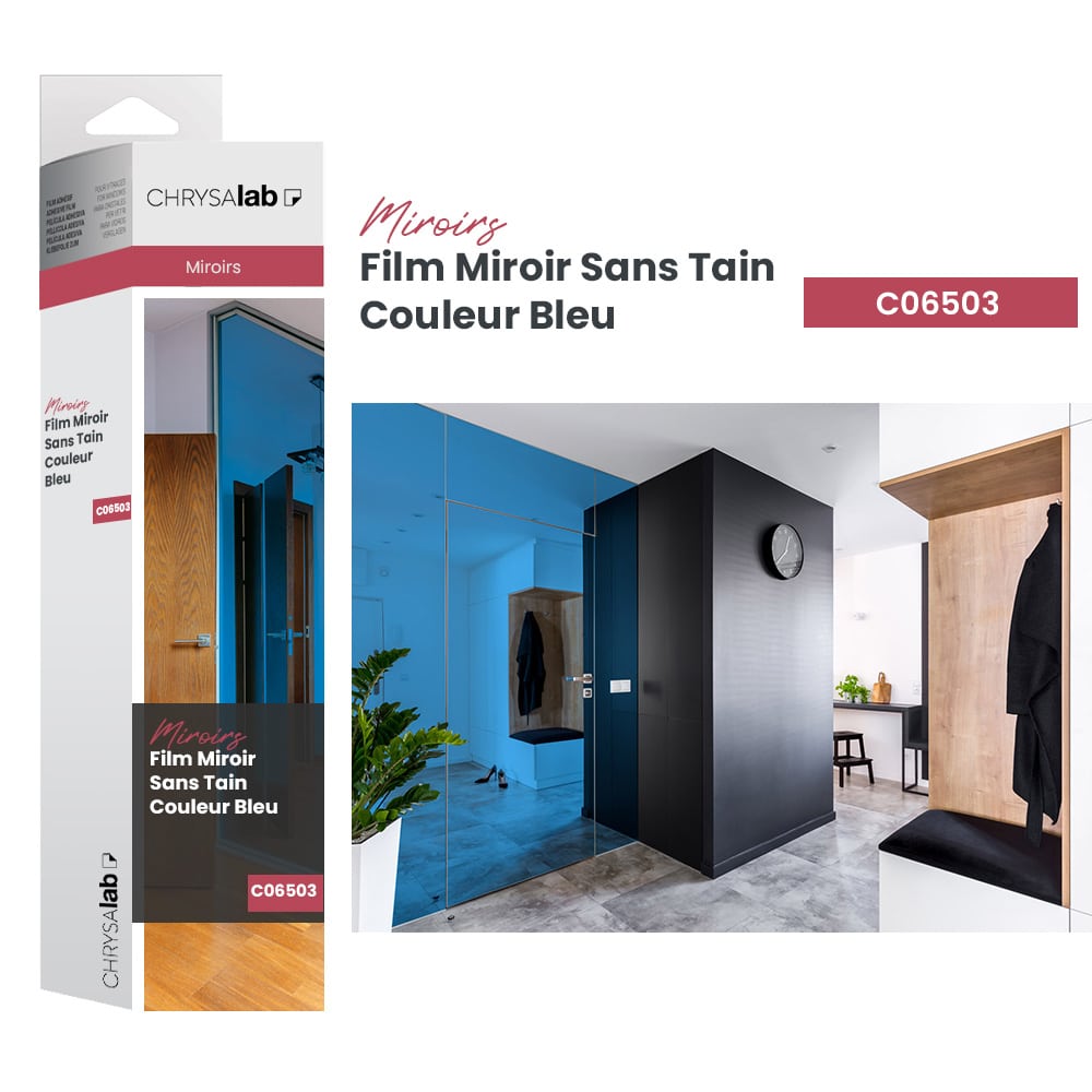Film adhésif miroir sans tain couleur bleu