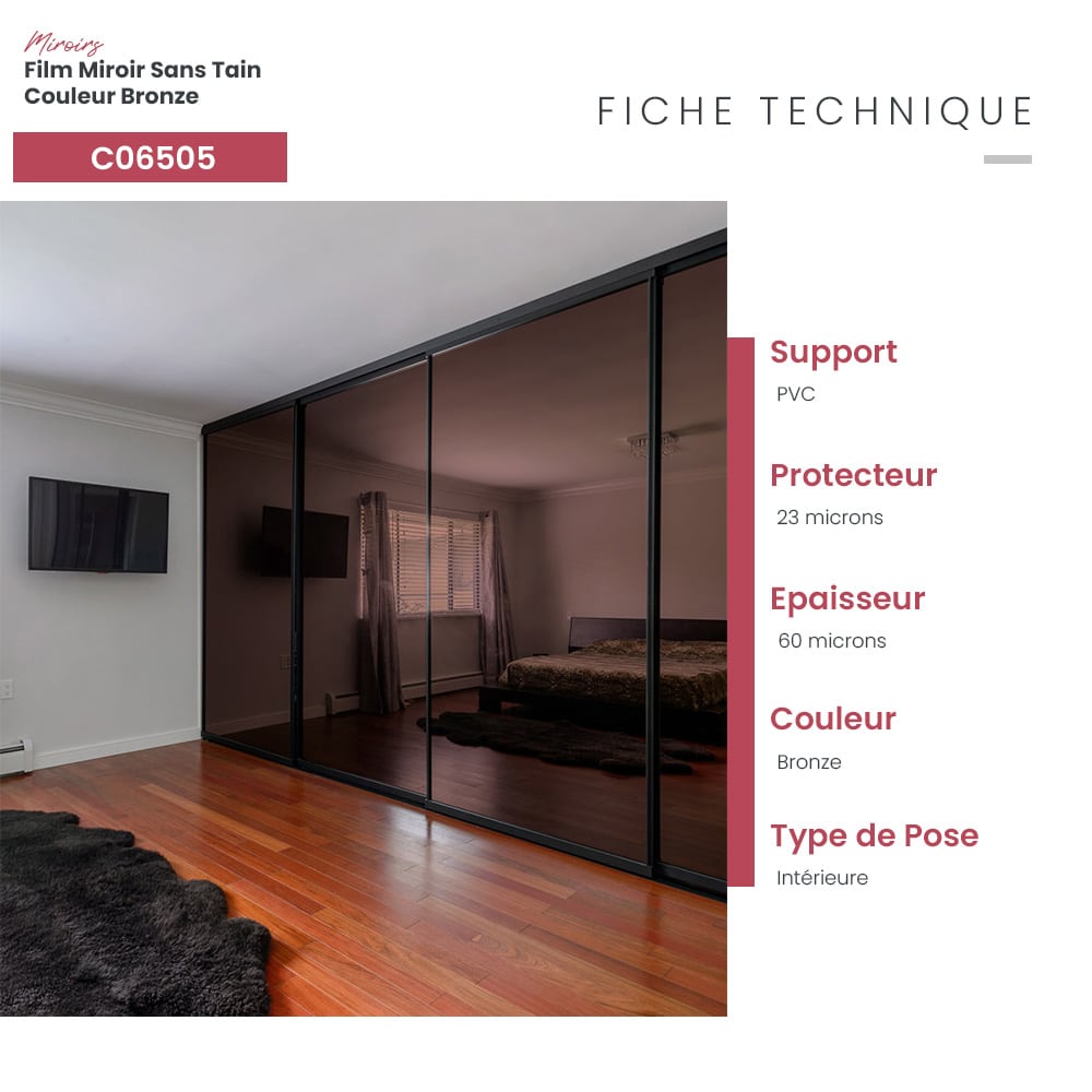 Film adhésif miroir sans tain couleur bronze