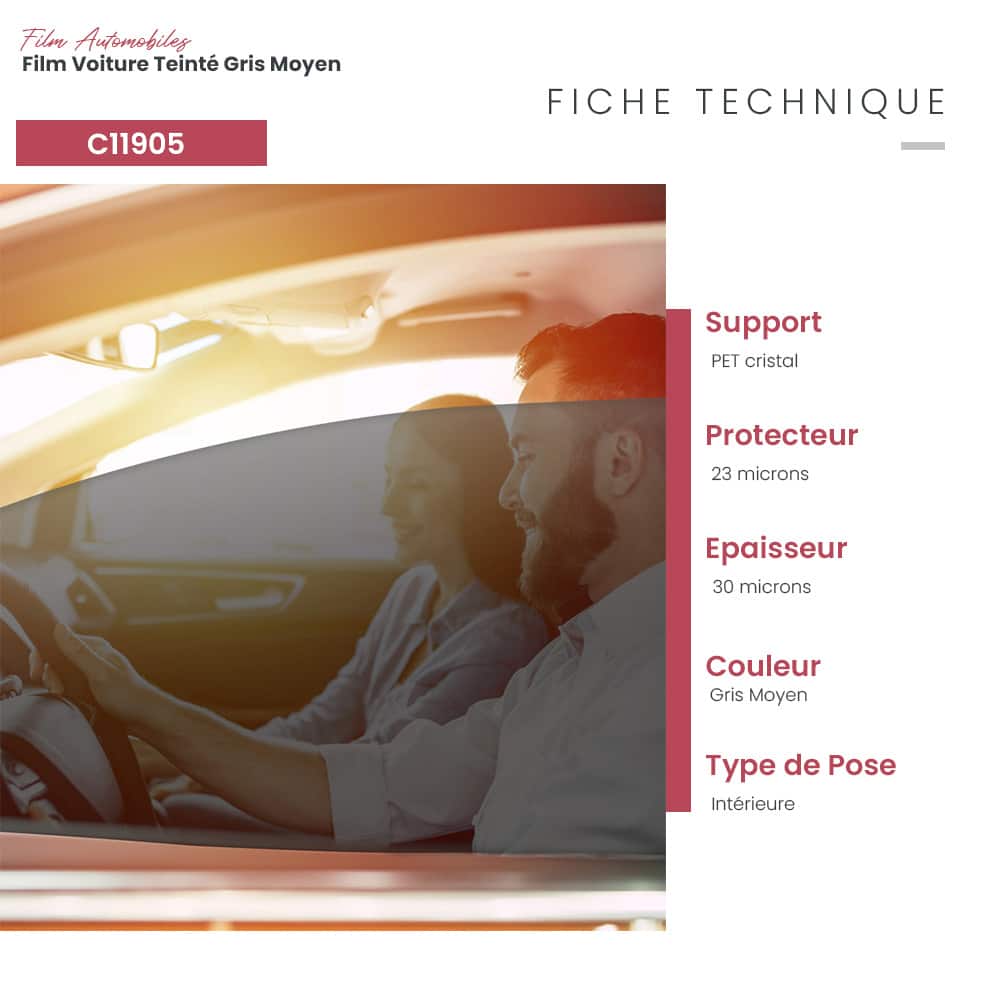 Film voiture teinté gris moyen pour voiture