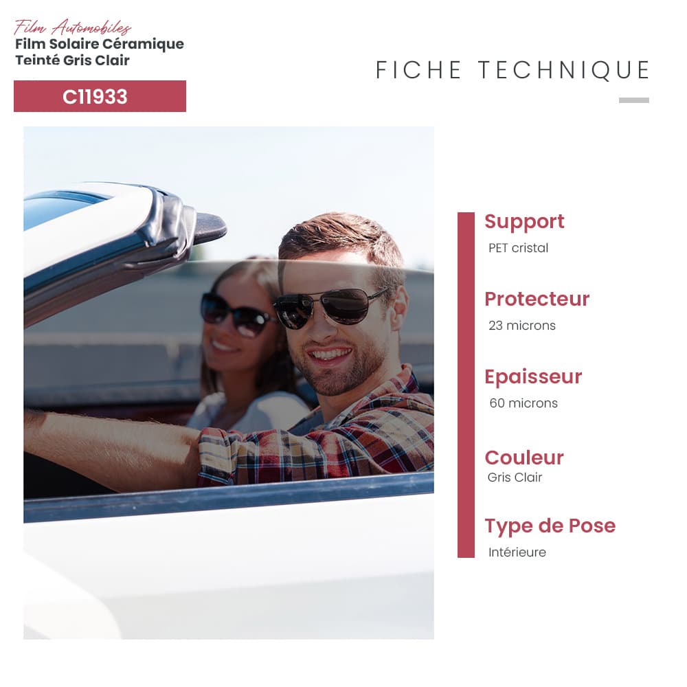 Film solaire céramique pour voiture teinté gris clair