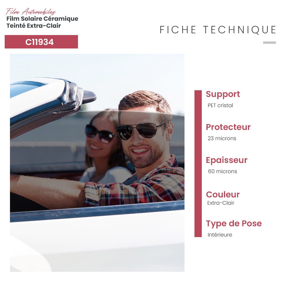 Film solaire céramique pour voiture teinté extra-clair