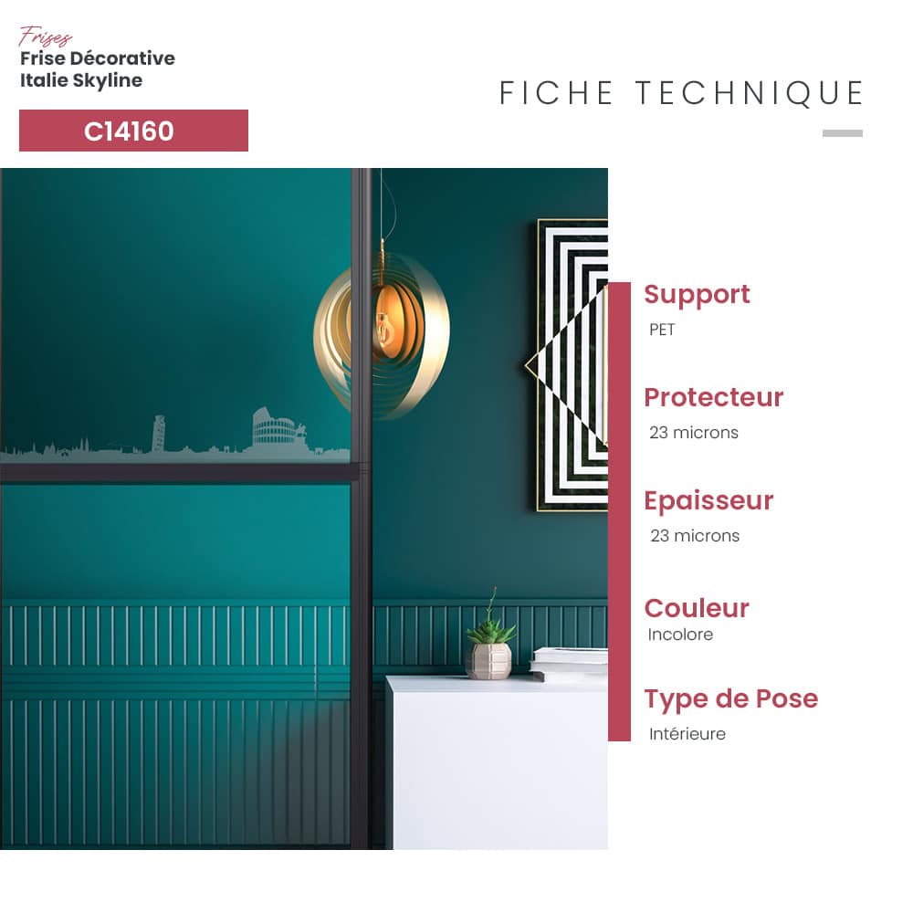Frise adhésive décorative pour vitrage Italie skyline
