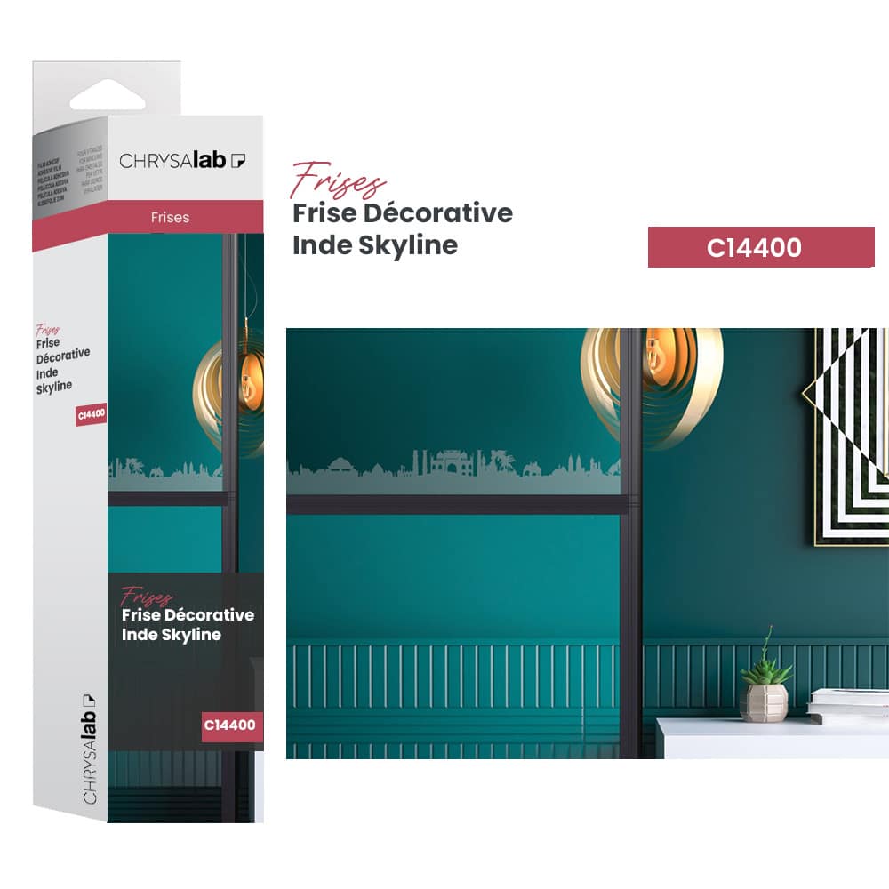Frise adhésive décorative pour vitrage Inde skyline