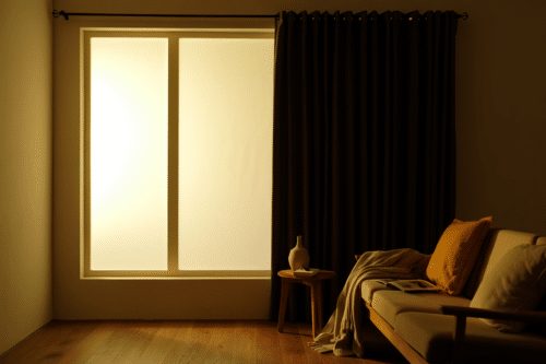 Choix entre film dépoli et rideau occultant