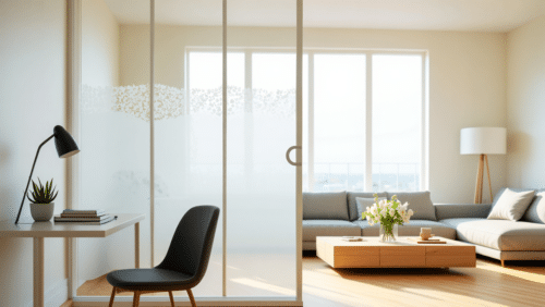 Film dépoli pour la séparation de deux espaces