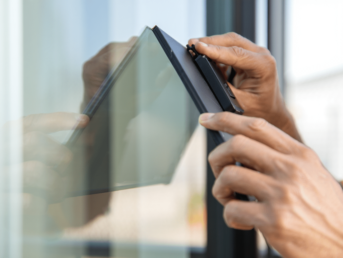 Pose d'un film adhésif